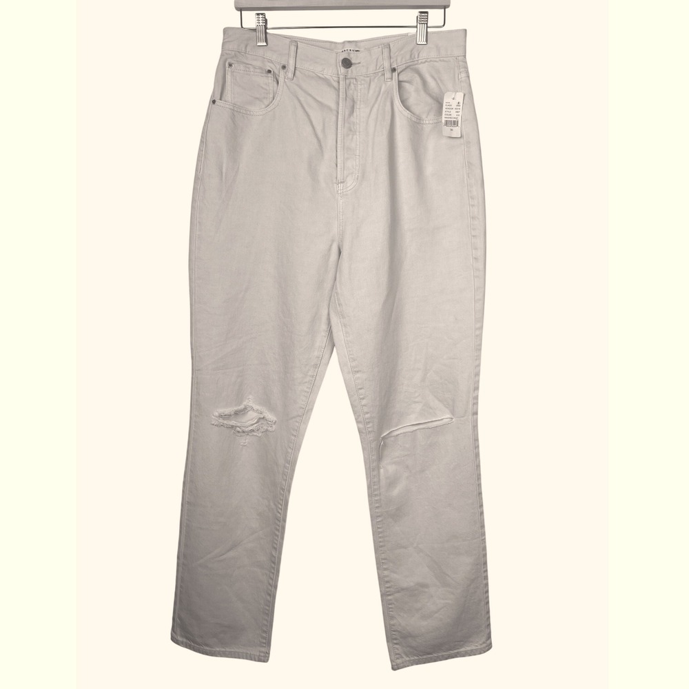 PacSun Dad Jeans Women's Size 30 Ripped Knee High‎ Rise Ivory Denim Pants New